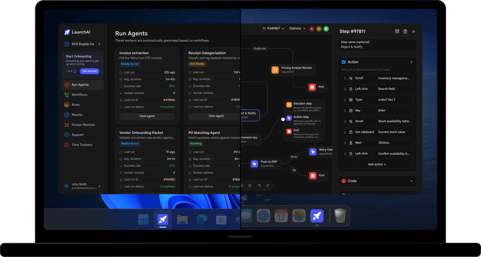 LaunchAI dashboard on Windows and macOS